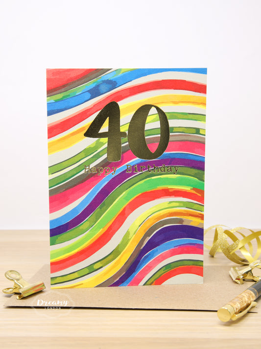 40th Rainbow Birthday Card