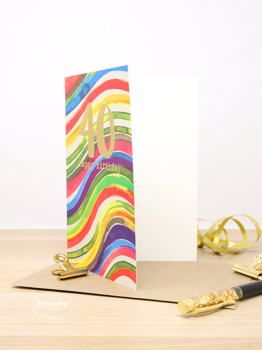 40th Rainbow Birthday Card