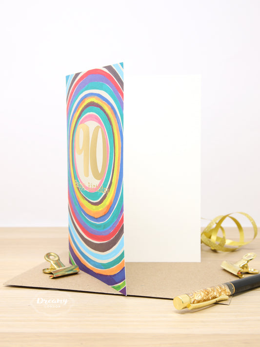 90th Rainbow Birthday Card