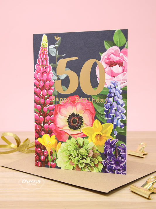 Blossom 50th Birthday Card