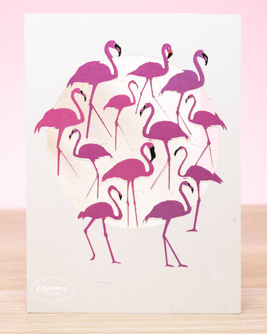 Flamingos  Greeting Card, Tickled Pink Greeting Card - Made in England - Dreamy London