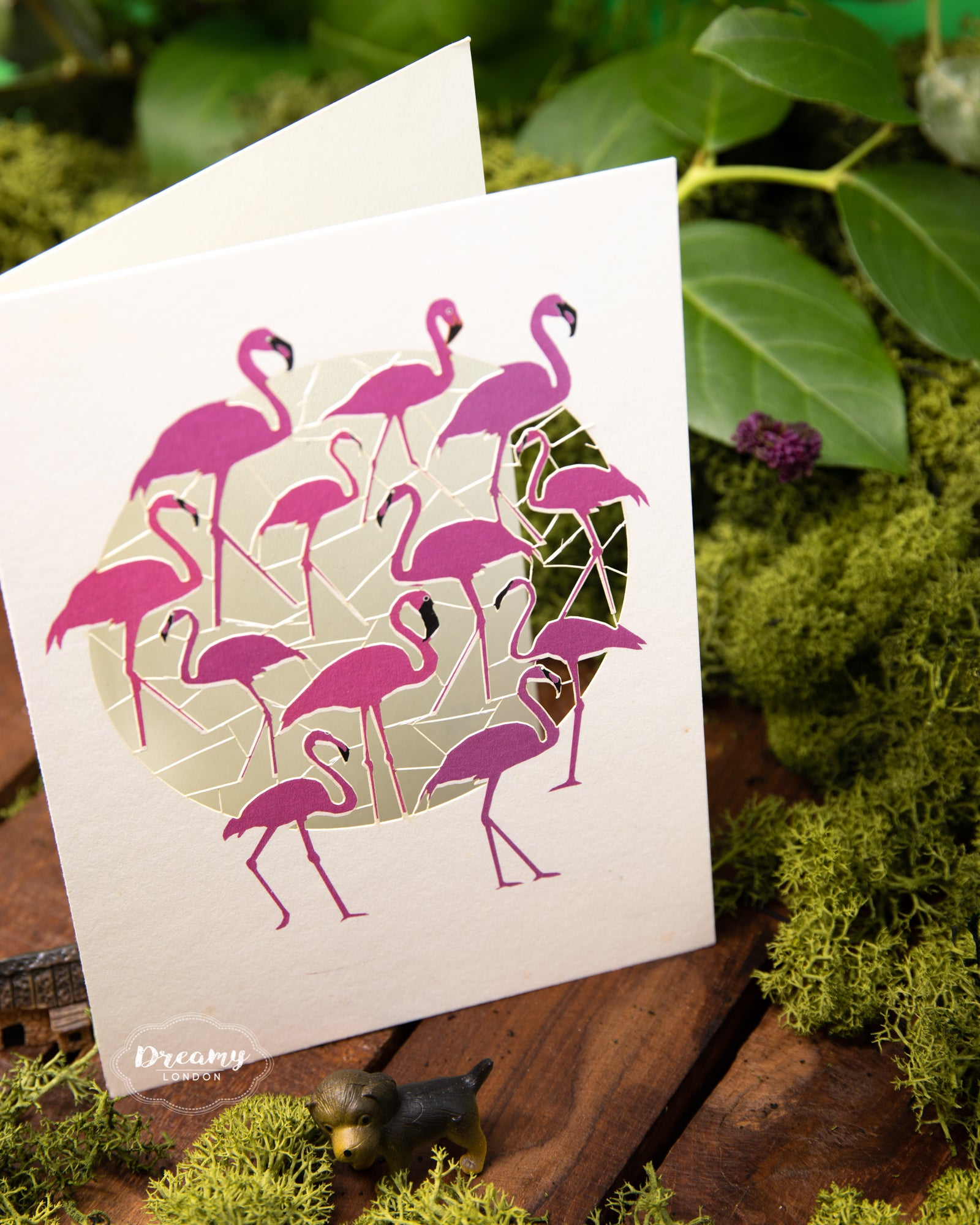 Flamingos  Greeting Card, Tickled Pink Greeting Card - Made in England - Dreamy London