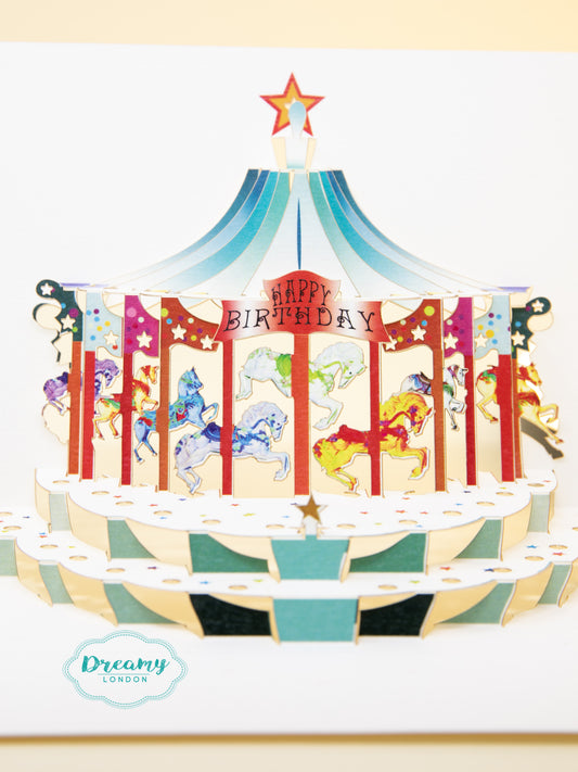 Carousel Kids Pop up Birthday Card