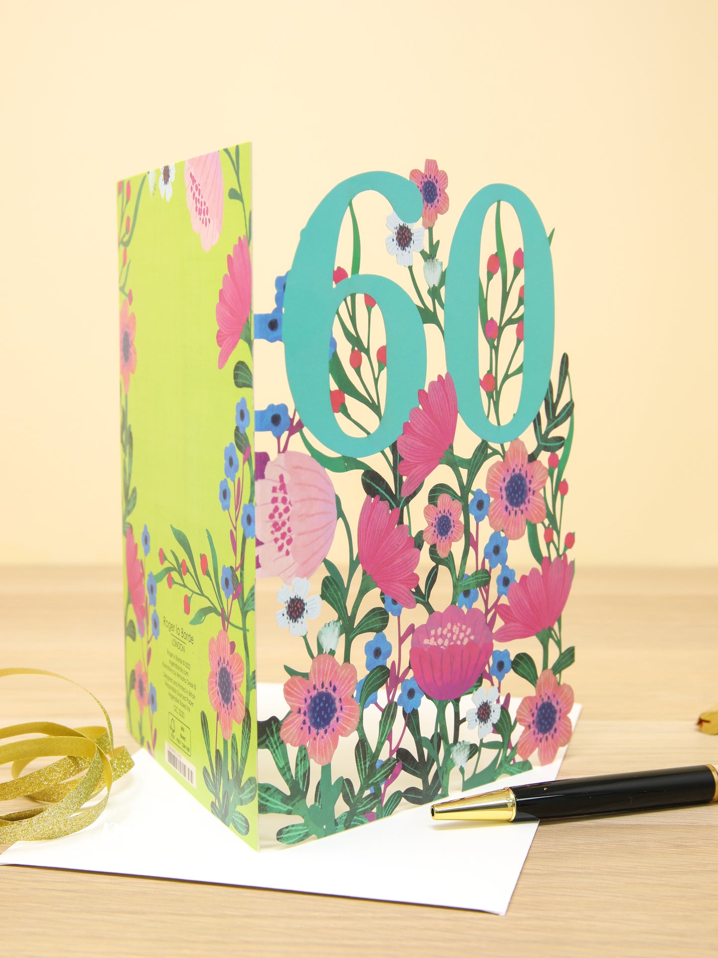 Floral Lasercut 60th Birthday Card