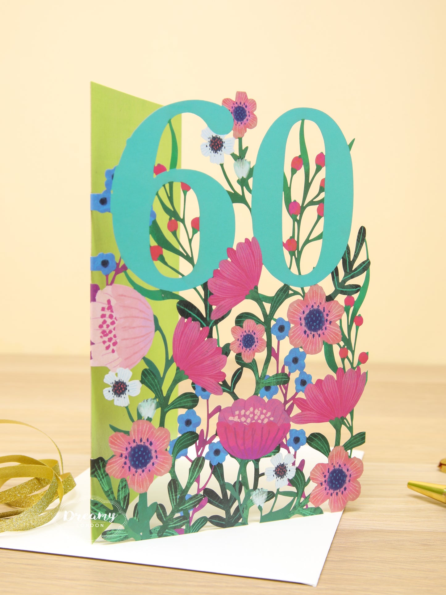 Floral Lasercut 60th Birthday Card