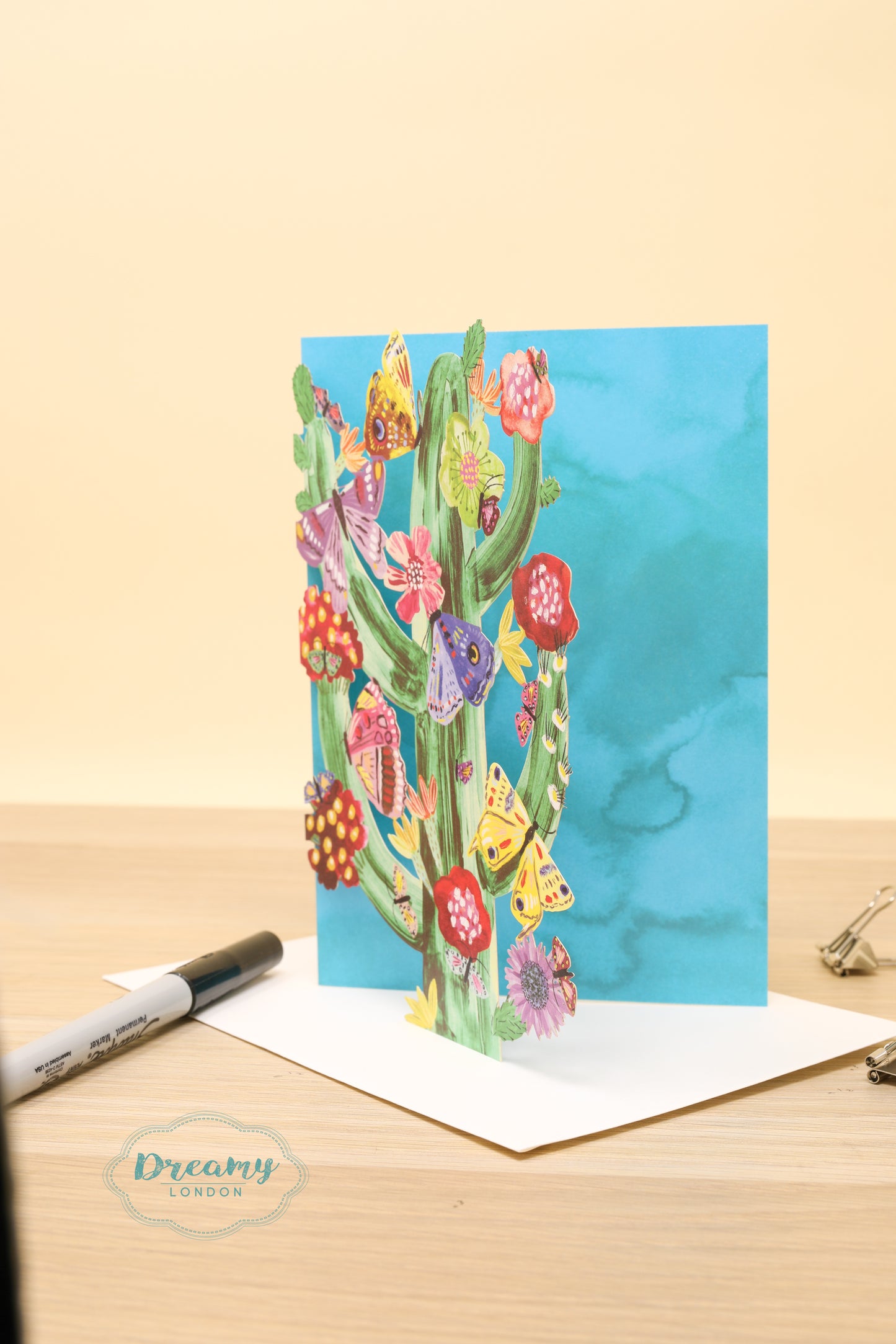 Butterfly and Cactus Greeting Card