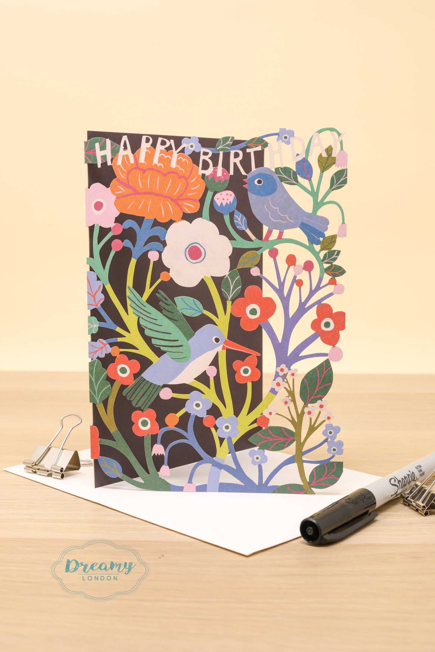 Bluebirds Lasercut Birthday Card