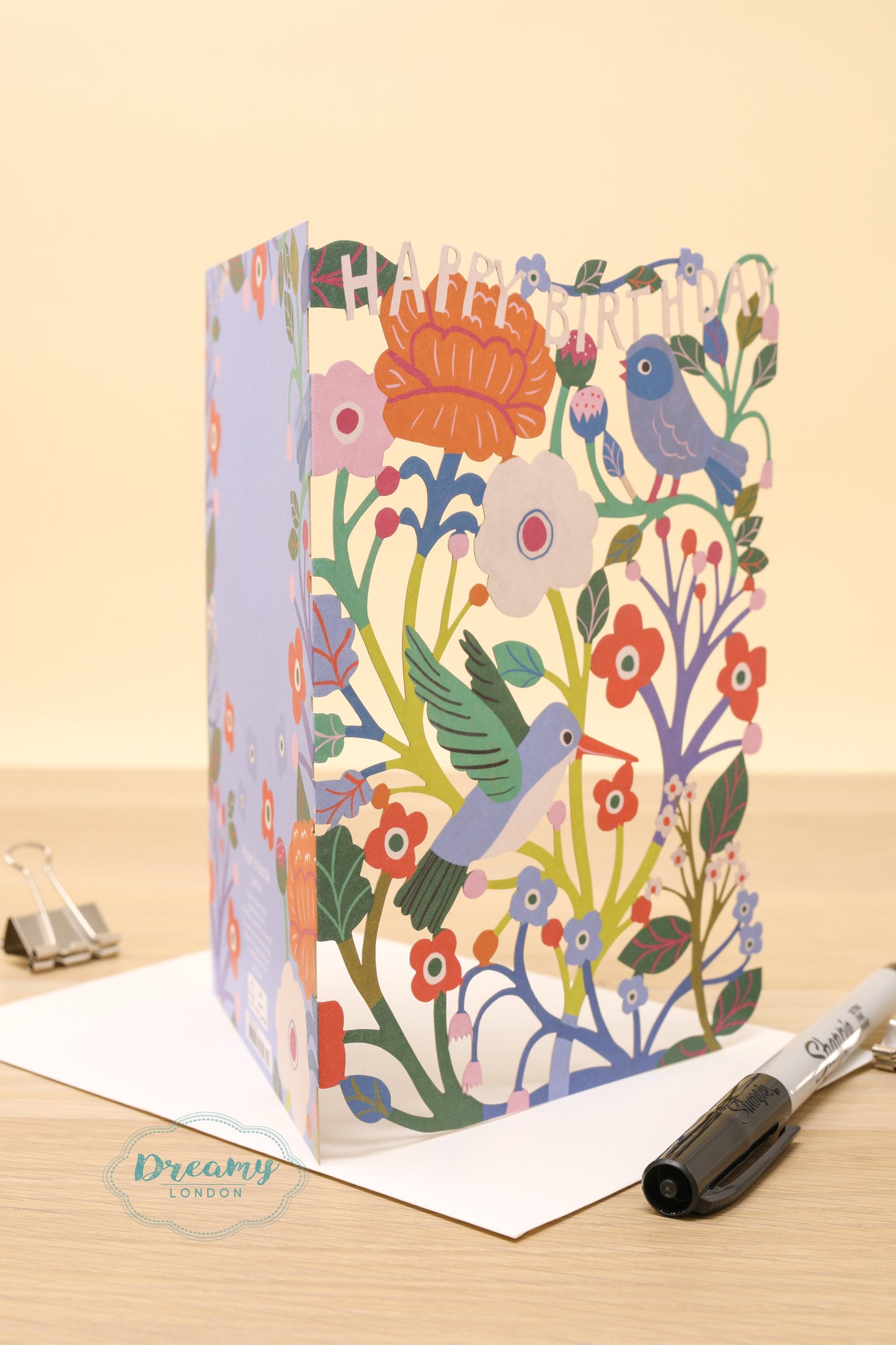 Bluebirds Lasercut Birthday Card