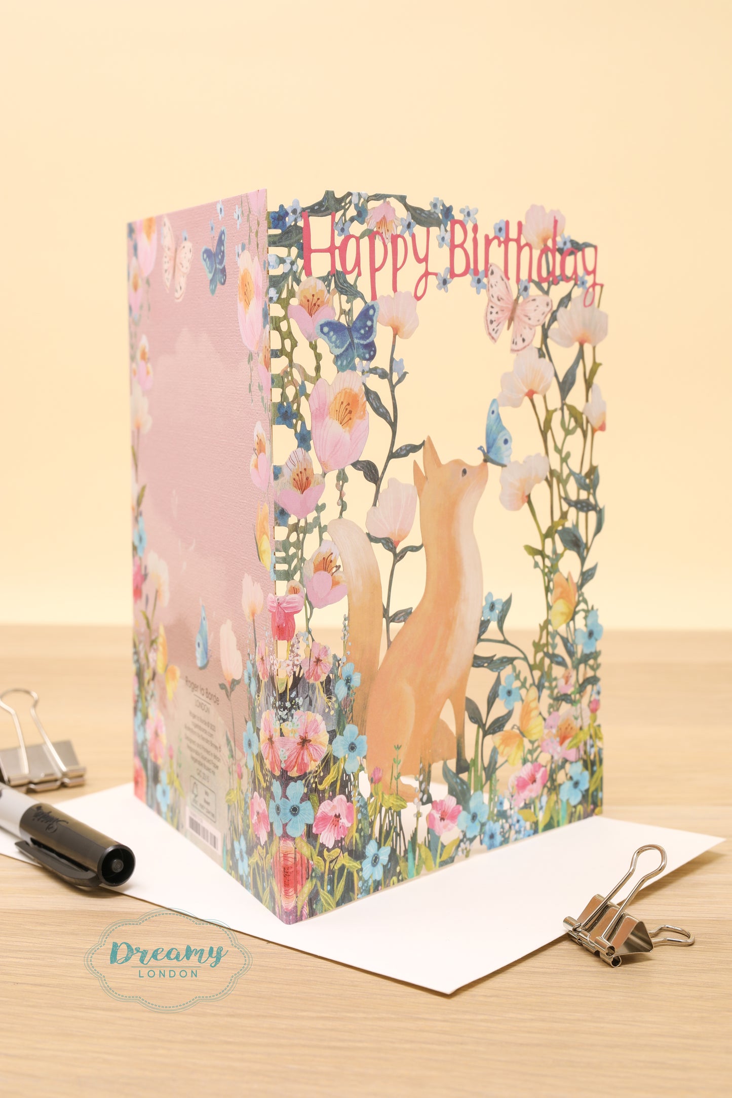 Fox and Butterfly Birthday Card
