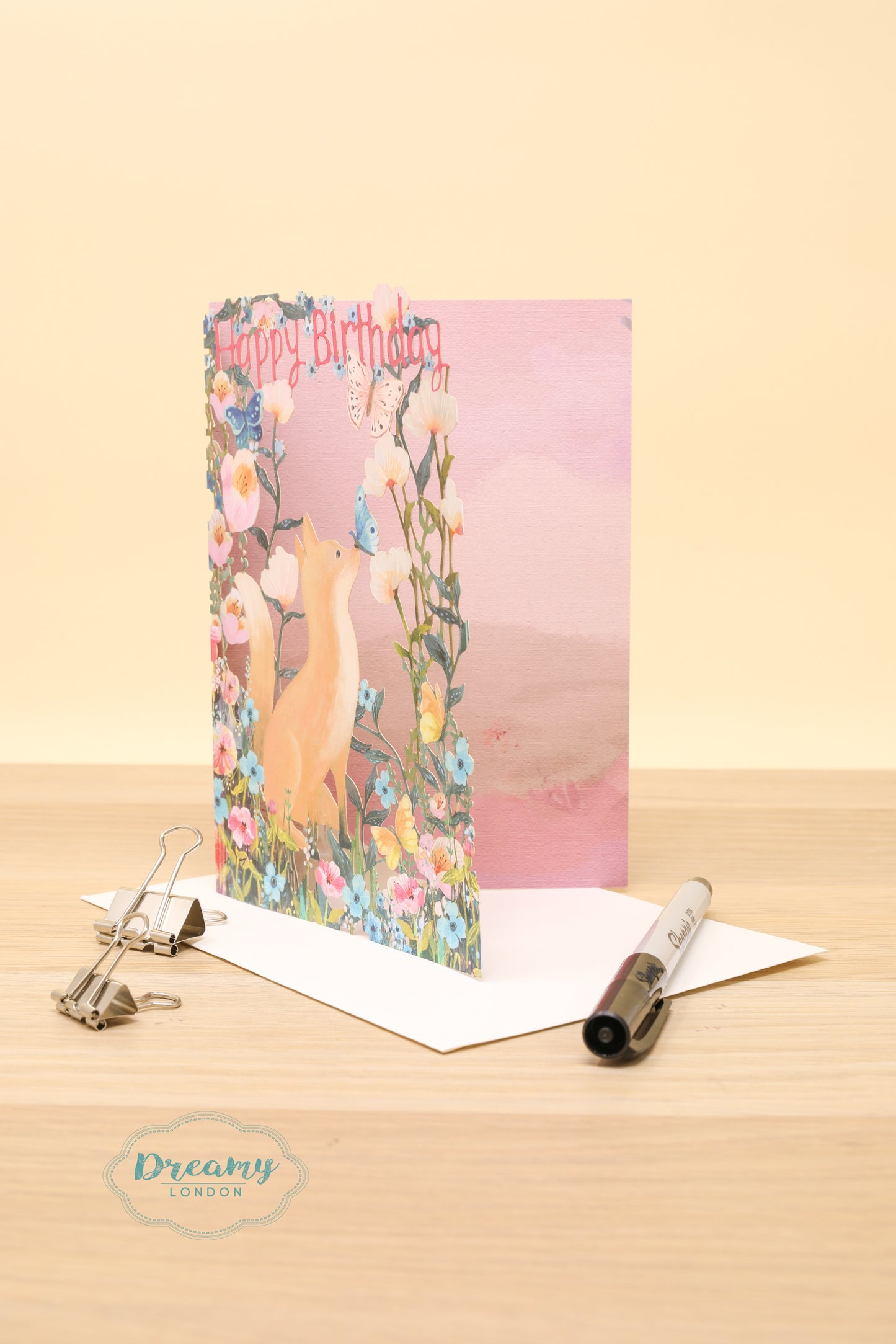 Fox and Butterfly Birthday Card
