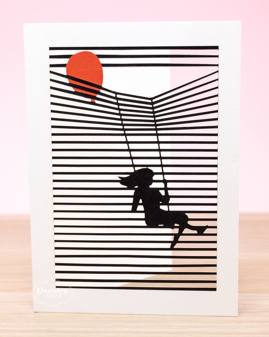 Girl on the Swing greeting card - dreamylondon