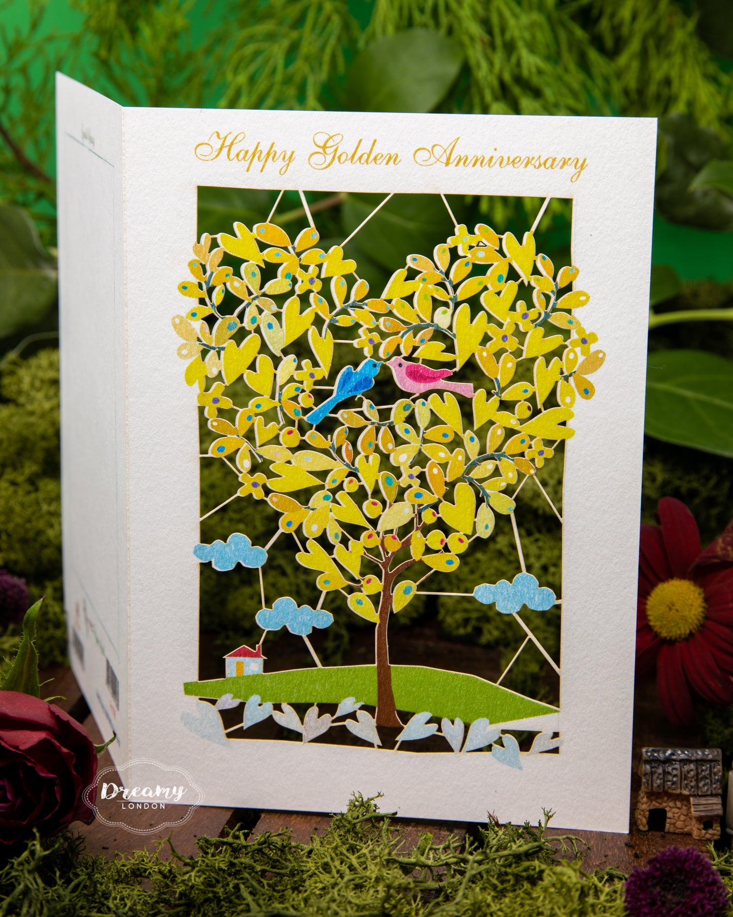 Golden Anniversary Love Birds Card - dreamylondon