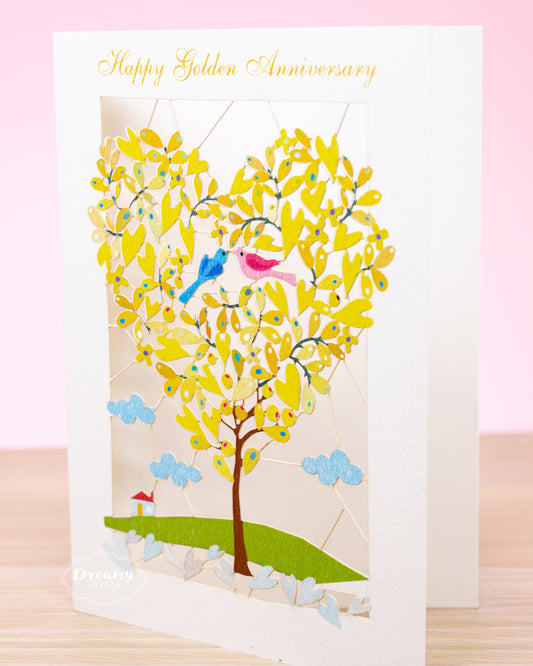 Golden Anniversary Love Birds Card - dreamylondon