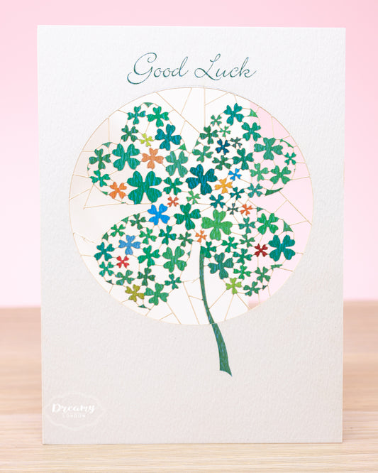Four-Leaf Clover Good Luck Card - dreamylondon