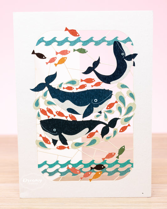 Japanese Whales Greeting Card - dreamylondon