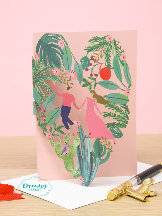 Dancing Couple Heart Garden Love Card