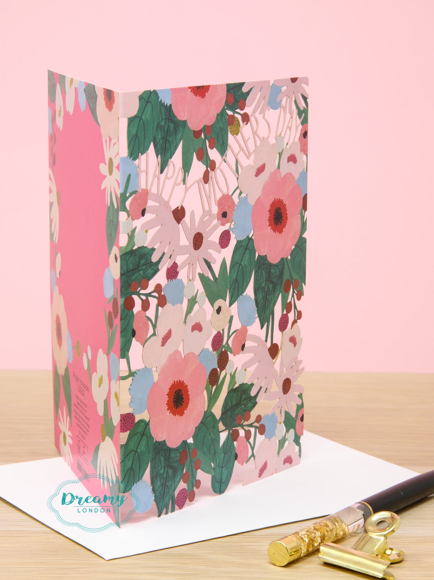 Pink Flowers Laser Cut Happy Mother's Day Card