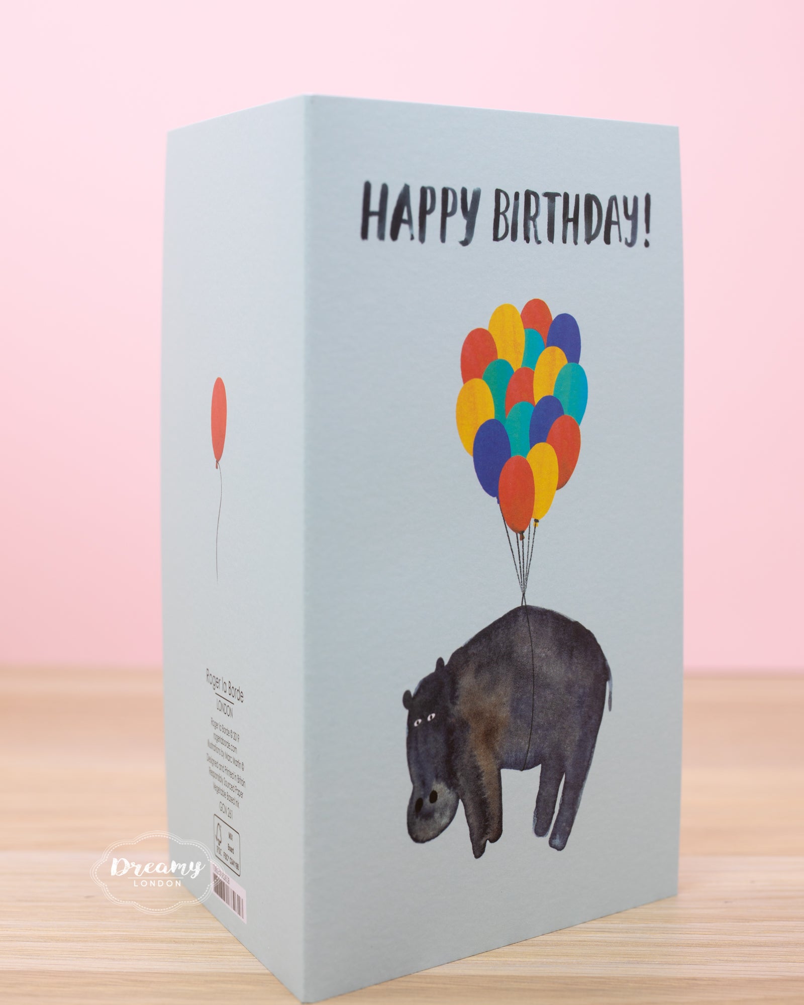 Flying Hippo Birthday Card - dreamylondon