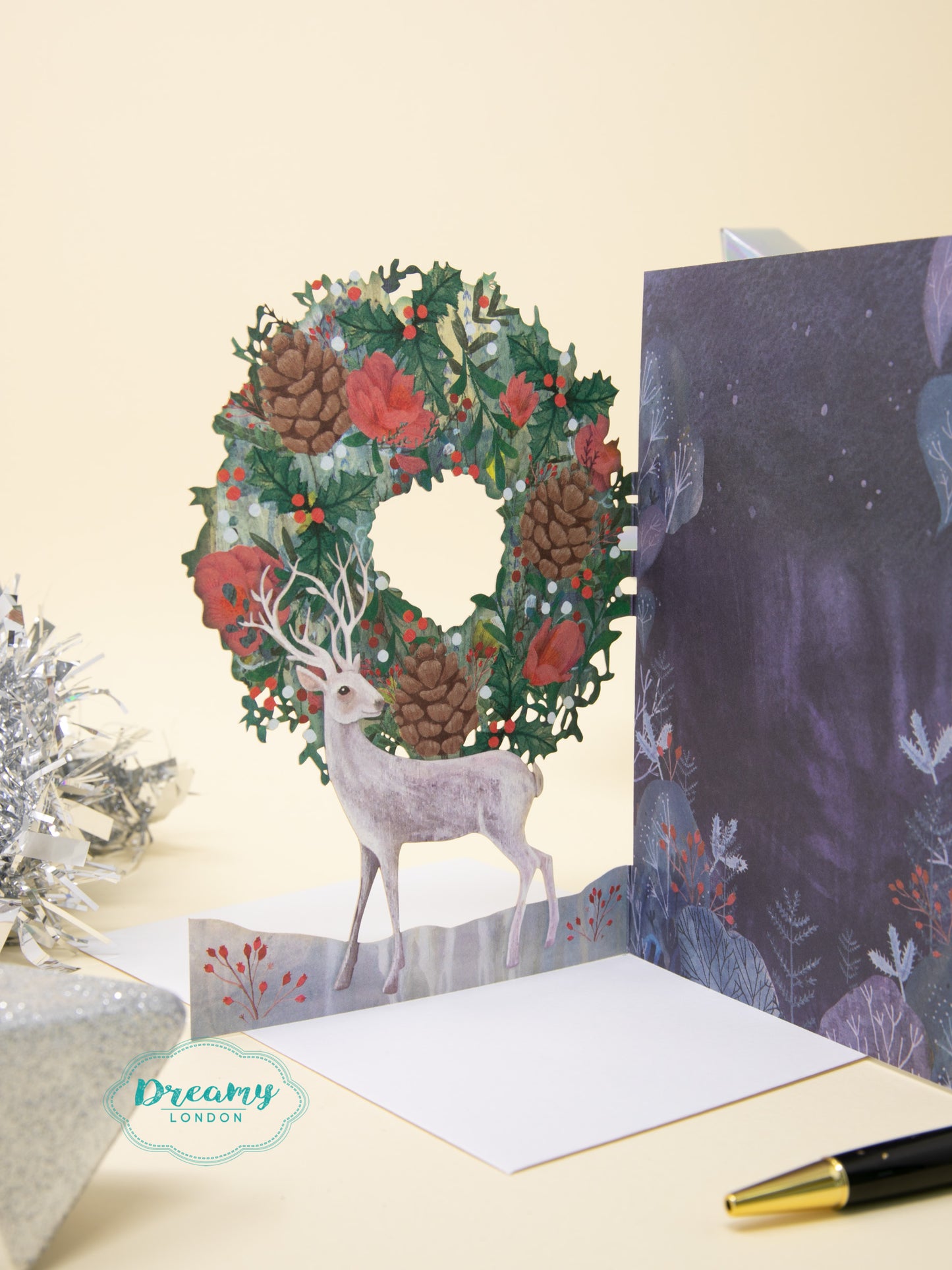 Silver Stag Laser Cut Christmas Card