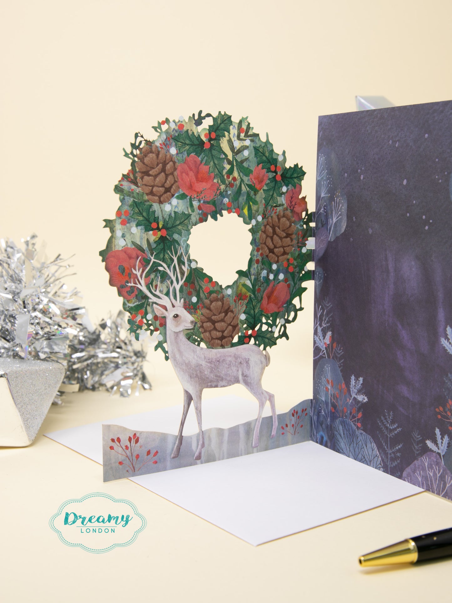 Silver Stag Laser Cut Christmas Card