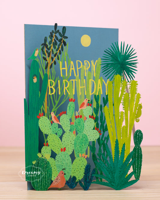 Cactus and Moon Birthday Card - dreamylondon