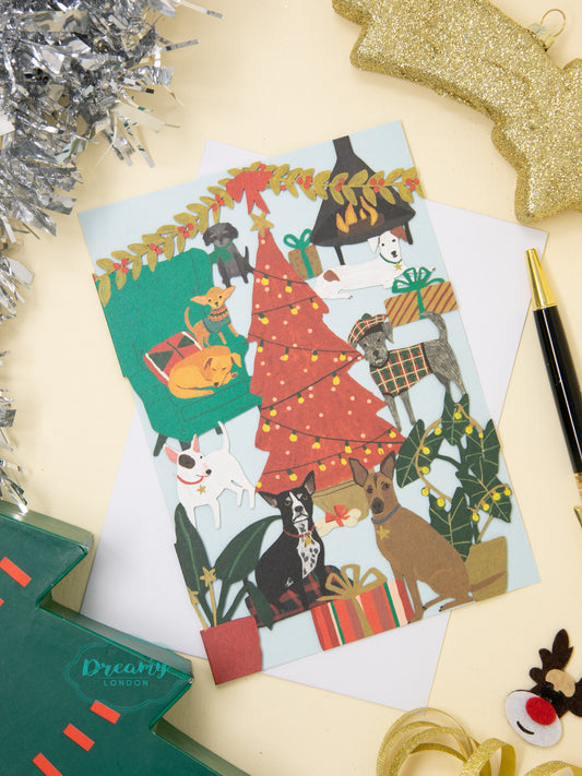 Dogs Party Laser Cut Christmas Card