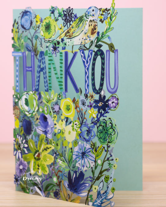 Bird and Flower Thank You Card - dreamylondon