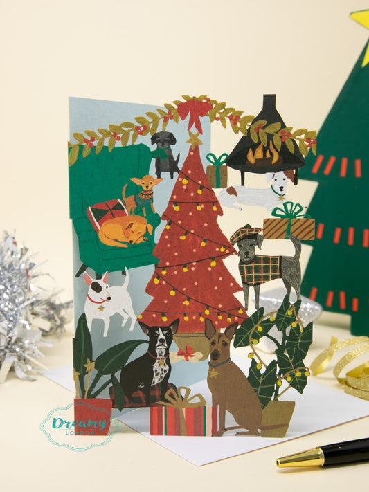 Dogs Party Laser Cut Christmas Card