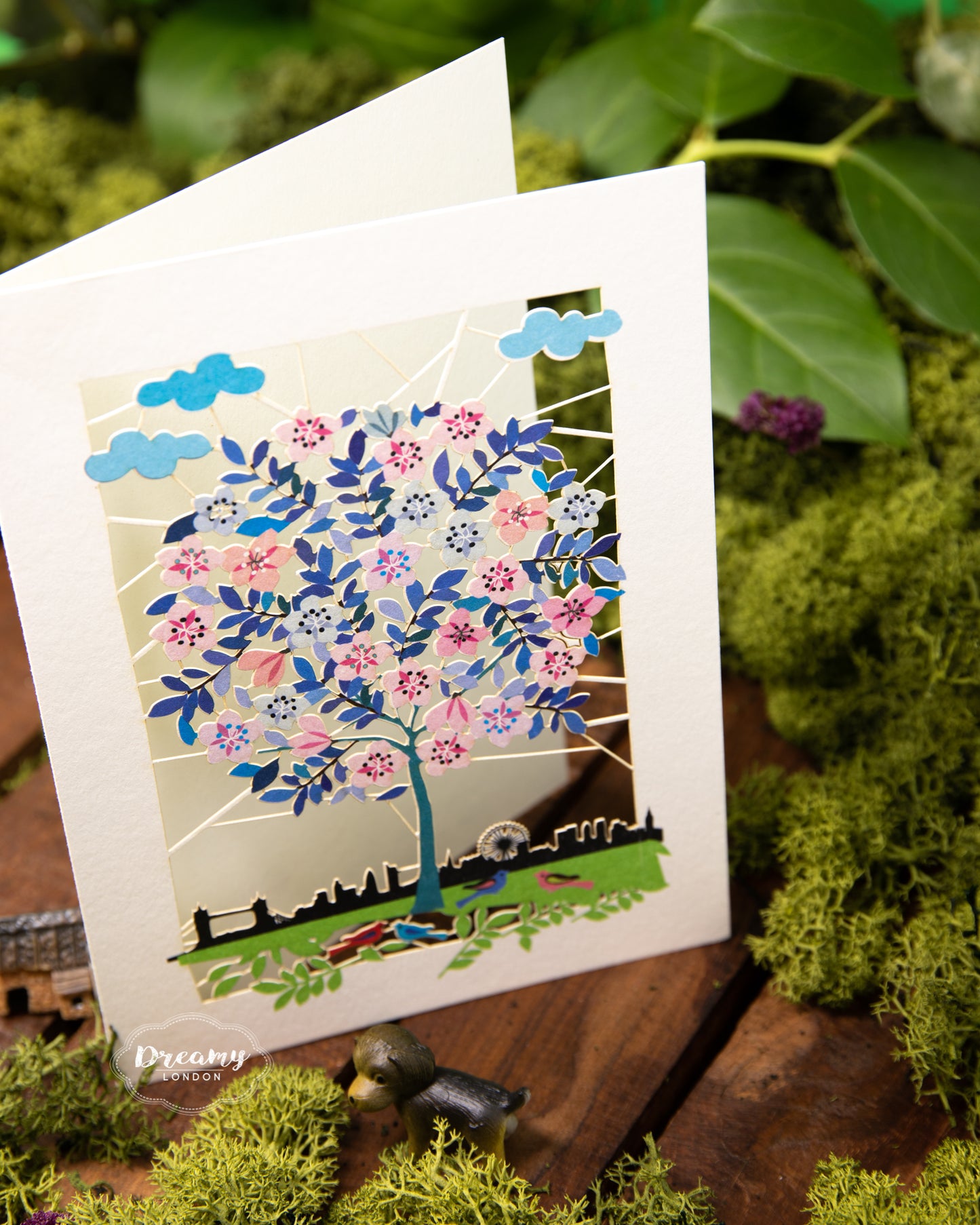 London Tree of Life Greeting Card, Greeting Card with floral tree of life and London Eye, tourist spot card, travel junkie greeting card - dreamylondon