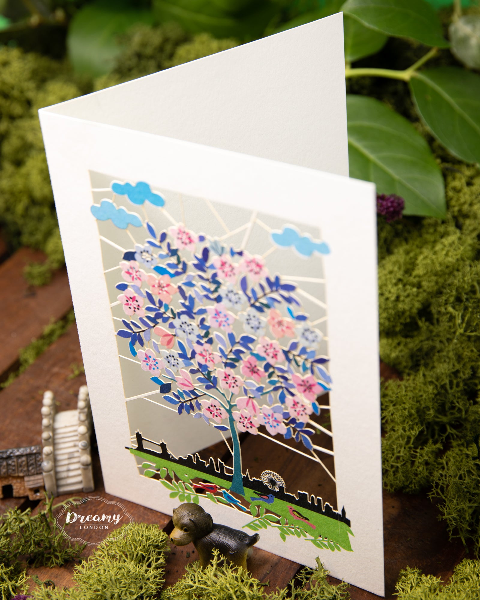 London Tree of London Tree of Life Greeting Card, Greeting Card with floral tree of life and London Eye, tourist spot card, travel junkie greeting card - dreamylondonLife Card - dreamylondon