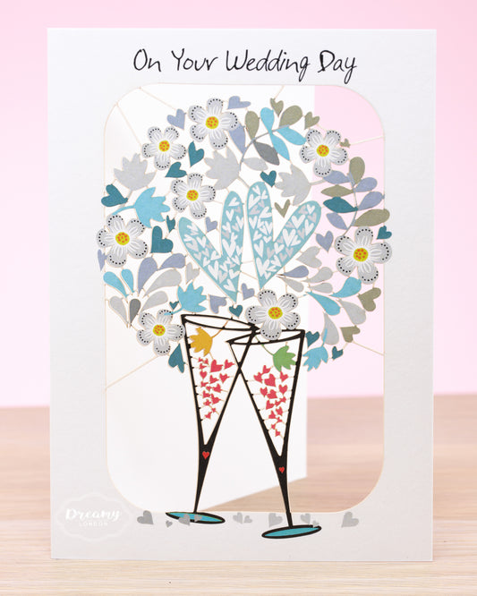 Wedding Day Champagne Card - dreamylondon
