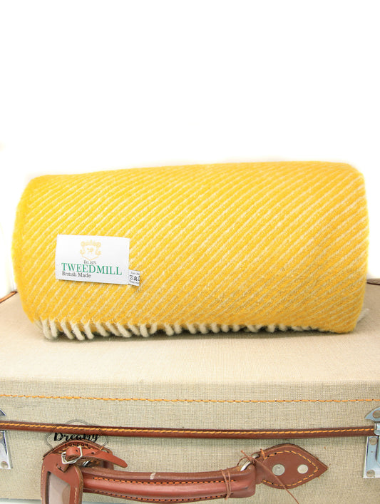 Mustard Yellow Stripy Thick Wool Blanket