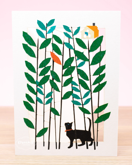 Laser Cut Black Cat Greeting Card
