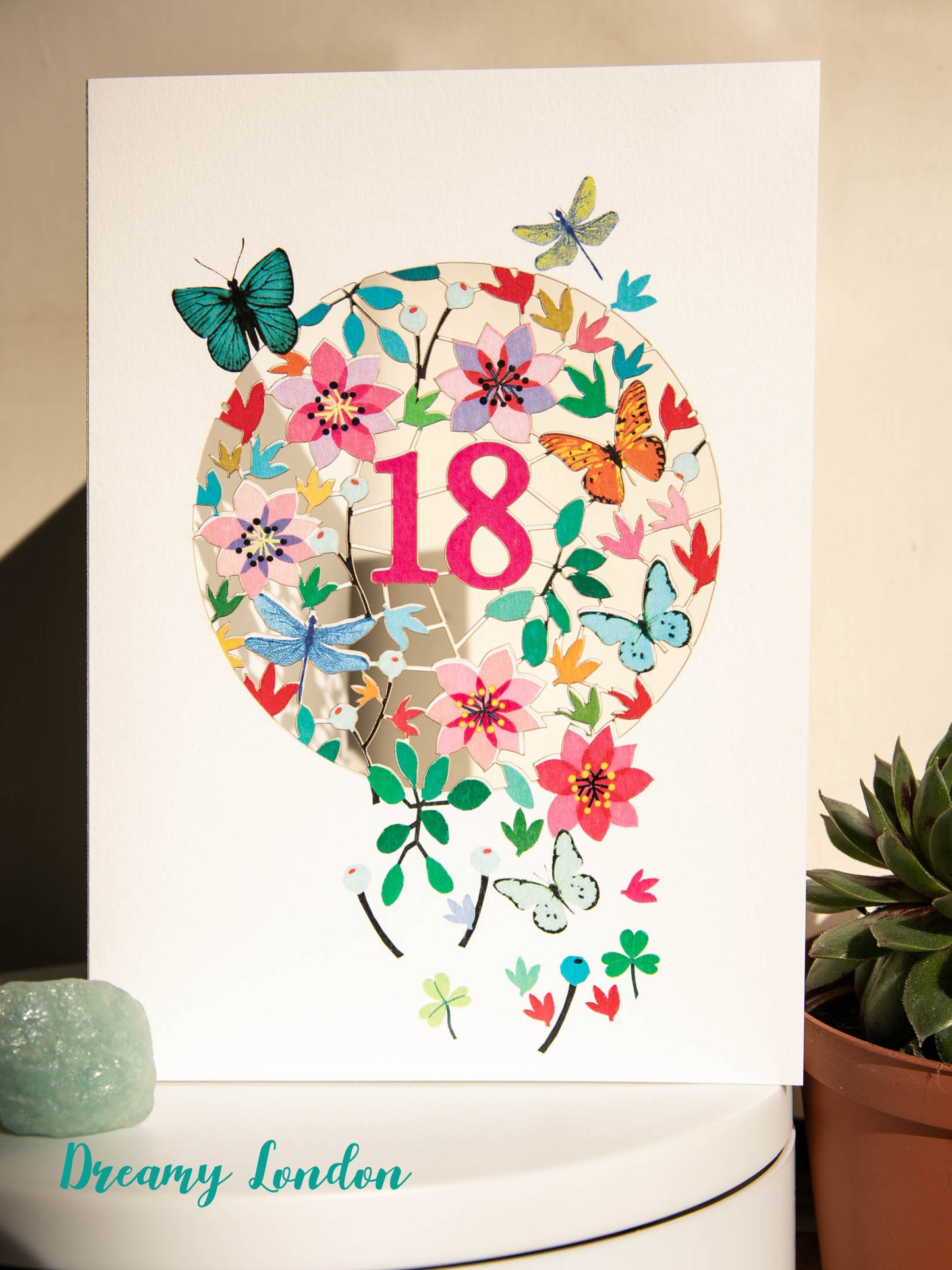 18th Butterflies Birthday Card - dreamylondon