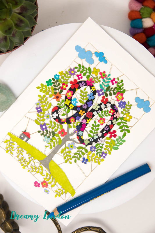90th Tree of Life Birthday Card - dreamylondon