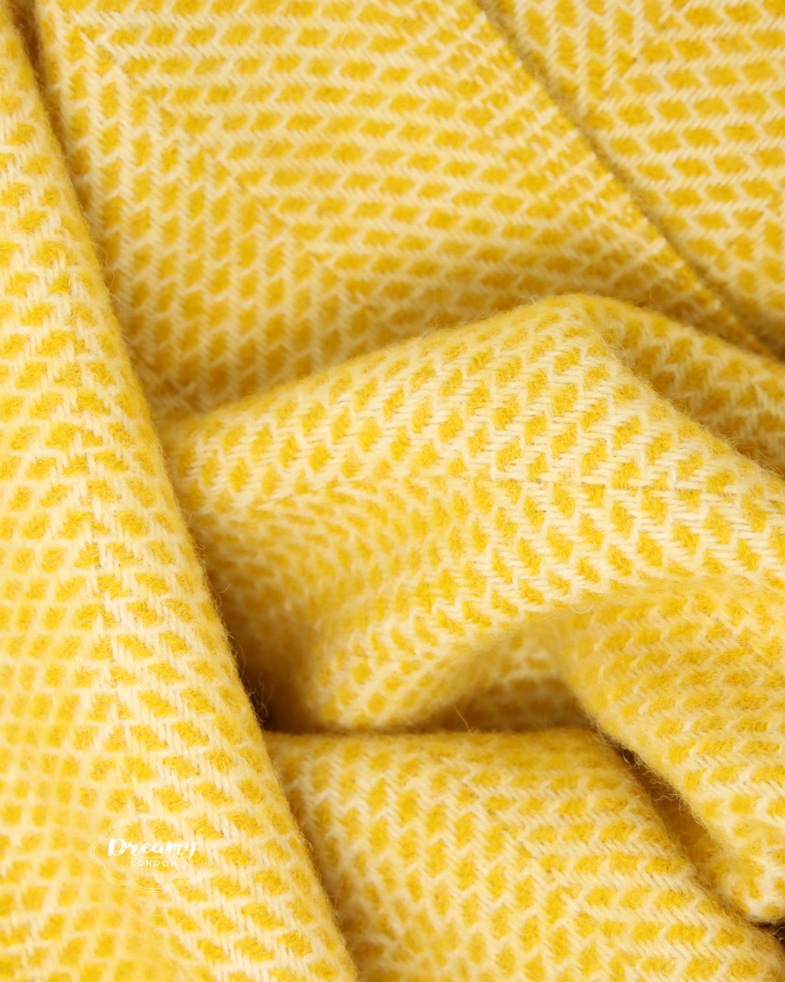 Mustard Yellow Wool Blanket made of pure lambswool in England - Dreamy London